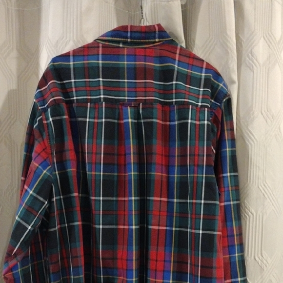 Chaps Men's Vibrant Blue And Red Plaid Button-Down Shirt XLT - Picture 6 of 6